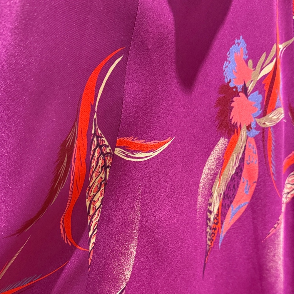 Vintage Silk Purple Floral Handkerchief Hem Skirt